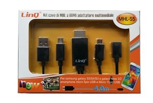 Cable MHL a HDMI con USB HDTV para móviles LinQ MHL-S5