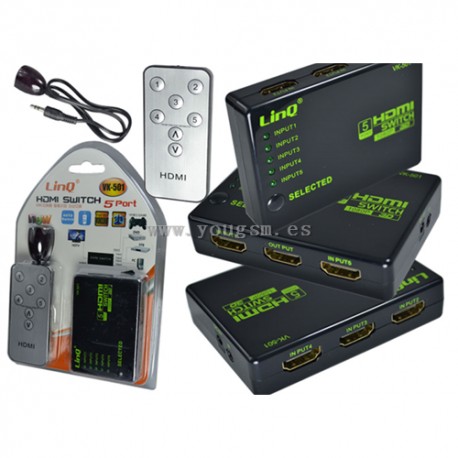 Adaptador HDMI SWITCH 5 puertos linQ VK-501