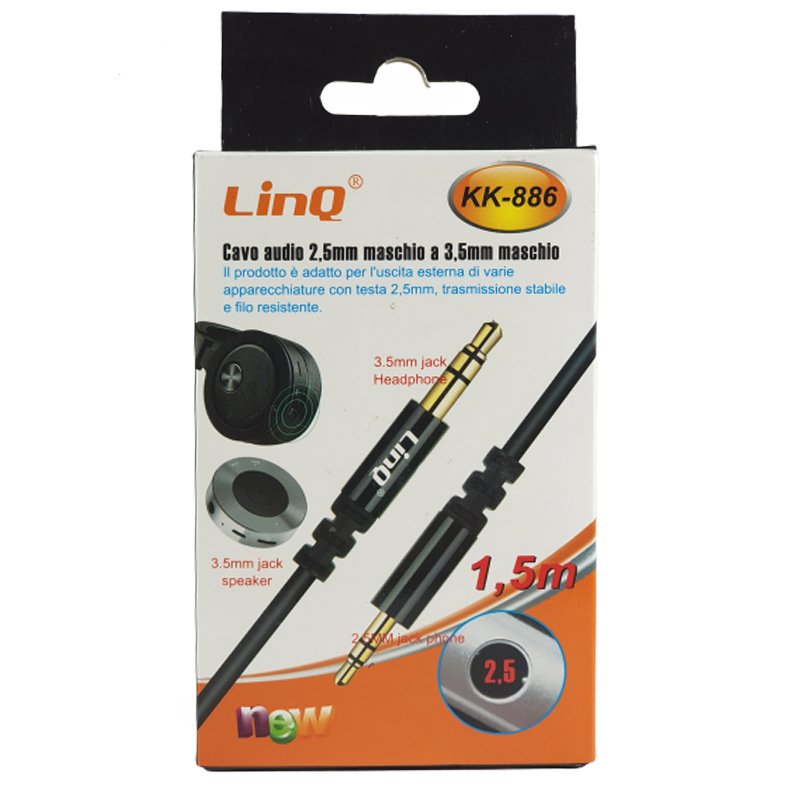 Cable mini jack 3.5mm a jack 2.5mm linQ KK-886 1.5M