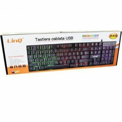 Teclado USB negro con luces linQ IT-K12