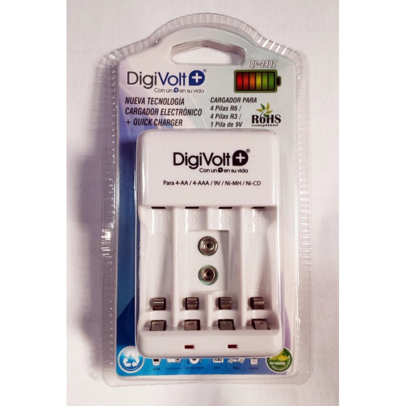 Cargador de pilas universal Digivolt para 4 AA / 4 AAA/ 1 9V  QC-2402