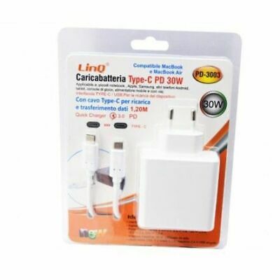 Alimentador Tipo C con cable PD 30W compatible con MacBook y MacBook Air LinQ PD-3003