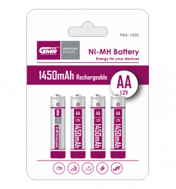 Pack Pilas recargables AA 1450 mAh GMR PR4-1450