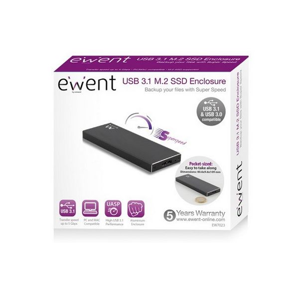 Ewent EW7023 Caja externa SSD M.2 USB 3.1 Aluminio