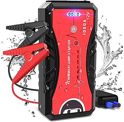 Arrancador de Coches 13200mAh 1000A Arrancador MAX 6.0L Gas o 5.0L Diesel 12V NWOUIIAY Jump Starter